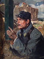 Französischer Soldat mit Periskop