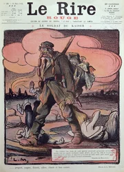 Karikatur eines deutschen Soldaten, vom Titelblatt von „Le Rire Rouge“, 20. März 1915