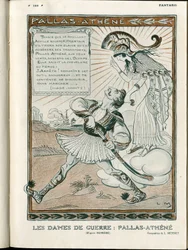 Illustration in „Fantasio“, 01/04/15 - die Frau des Krieges Pallas-Athene Krieg 14-18 (Stich)