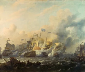 Eine Seeschlacht zwischen Holländern und Engländern