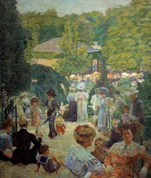 Der Parc Montsouris vom Musikpavillon aus im Jahr 1900. Gemälde von Ludovic Vallee (1864 - 1939)
