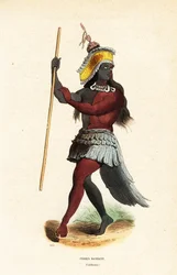 Mann der Ohlone oder Costanoan tanzt in der Mission San Francisco