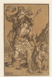 Aeneas trägt seinen Vater aus Troja