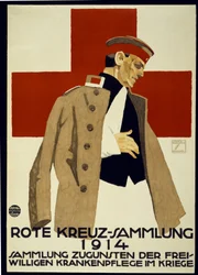 Spendenkampagne für das Deutsche Rote Kreuz, veröffentlicht 1914 (Farblithografie)
