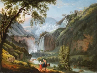 Landschaft mit einem Wasserfall