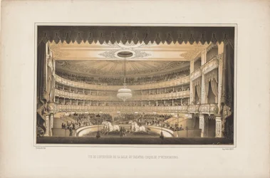 Innenraum des Reiterzirkustheaters in Sankt Petersburg, 1850