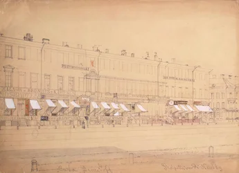 Das Demidov-Hotel am Newski-Prospekt in St. Petersburg, Mitte des 19. Jahrhunderts