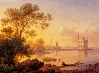 Ansicht auf den Rosenpavillon Ozerki in Peterhof