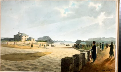 Ansicht der Pilabrücke in Genua