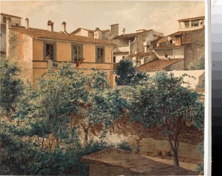 Ansicht von Häusern in Florenz (Aquarell, ca. 1825)
