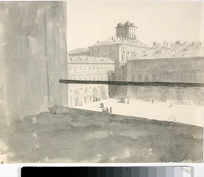 Ansicht über einen Platz von einem Fenster aus, Italien