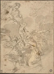 Der heilige Franziskus verehrt die Jungfrau und das Kind