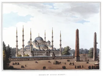 Moschee des Sultans Ahmed, Istanbul. In „Views in the Ottoman Dominions, in Europe, in Asia, and some of the Mediterranean islands“ von Luigi Mayer, London