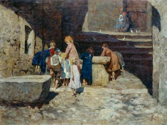 Kinder am Brunnen