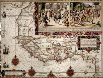 Geografische Karte von Guinea, erstellt von Kartograf Luis Teixera (um 1586)