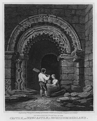 Ein verziertes Portal im Schloss, Newcastle, Northumberland