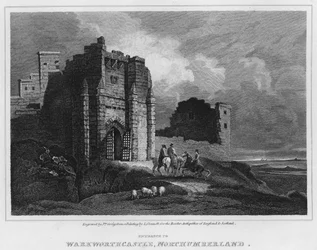 Eingang zum Warkworth Castle, Northumberland (Gravur)