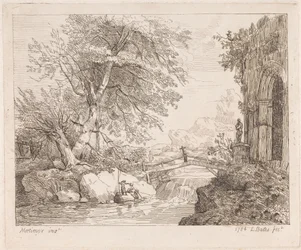 Landschaft mit klassischen Ruinen