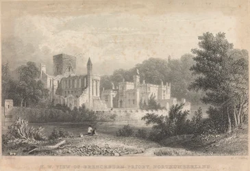 Nordwestansicht der Brenckburn Priory, Northumberland; Seite 44 (Band Eins)