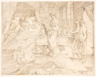 Ahasverus, als er nicht schlafen konnte, konsultiert die Aufzeichnungen