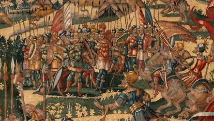 Diözesanmuseum (Museo Diocesano). Flämischer Wandteppich. Brüssel. Atelier François Geubels. Serie Geschichte von Gideon. Das Wunder des Wollvlieses. Seide und Wolle. Vermächtnis von Bischof Vicente Roca de la Serna. Barock. 1534-1571, in