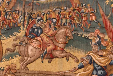 Diözesanmuseum. Flämischer Wandteppich. Brüssel. Atelier François Geubels. Serie Geschichte von Gideon. Die Krieger werden ausgewählt. Seide und Wolle. Vermächtnis von Bischof Vicente Roca de la Serna. Barock. 1534-1571