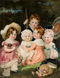 Porträt der fünf ältesten Kinder des 2. Earl von Bradford (1789-1865)