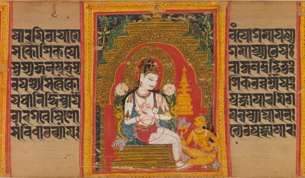 Bodhisattva Avalokiteshvara verkündet das Dharma einem Verehrer, frühes 12. Jahrhundert
