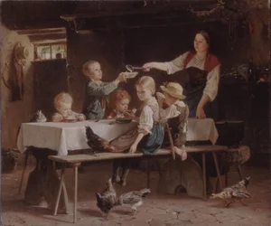 Kinder beim Mittagessen, 1857