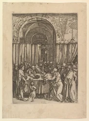 Hohepriester verweigert Opferlamm von Joachim, nach Dürer, ca. 1500-1534