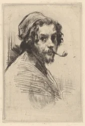 Selbstporträt von Marcellin Gilbert Desboutin mit Pfeife