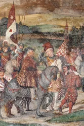 Detail des Besuchs von Christian I. von Dänemark bei Bartolomeo Colleoni, Ehrenhalle