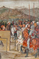 Detail des Besuchs von Christian I. von Dänemark bei Bartolomeo Colleoni, Ehrenhalle