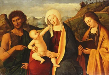 Die Madonna und das Kind, mit Johannes dem Täufer und einer weiblichen Heiligen