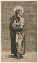 Heiliger Thomas hält ein Winkelmaß, sein Kopf nach rechts gedreht, ca. 1515-27