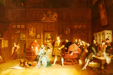 Heinrich VIII. und Anne Boleyn beobachtet von Königin Katharina, 1870