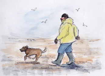 Mit dem Hund spazieren gehen - 01