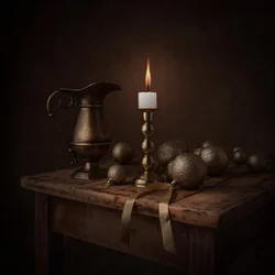 Goldenes Kerzenlicht-Stillleben