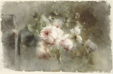 Eine Vase mit Rosen