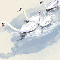 Hyde Park Schwäne, 2021 (Aquarell auf Papier)