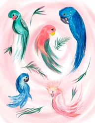 Tropischer Vogelspirale, 2019 (Aquarell auf Papier)