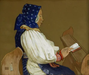 Eine slowakische Frau beim Gebet, Vazcecz, Ungarn, 1907