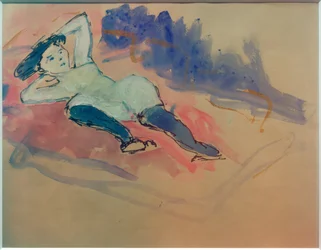 Helene mit blauen Strümpfen