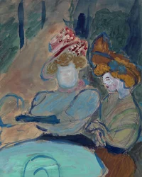Zwei Frauen in einem Straßencafé