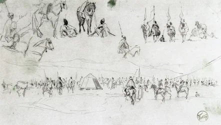 Landschaft mit spanischen Militärs und Mauren