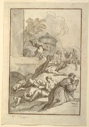 Zeichnung, Studie eines Heiligen während einer Pest