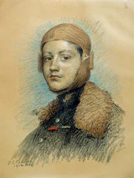 Porträt von Georges Guynemer (1894-1917), französischer Kriegspilot. Zeichnung von Februar 1916.
