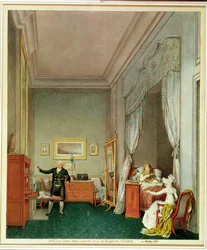 Das Schlafzimmer der Kaiserin mit der Duchesse de Montebello und Jean-Nicolas Corvisart (1755-1821) Oktober 1813