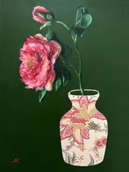 Lebendige rosa Blumenvase
