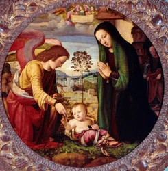 Heilige Familie mit einem Engel